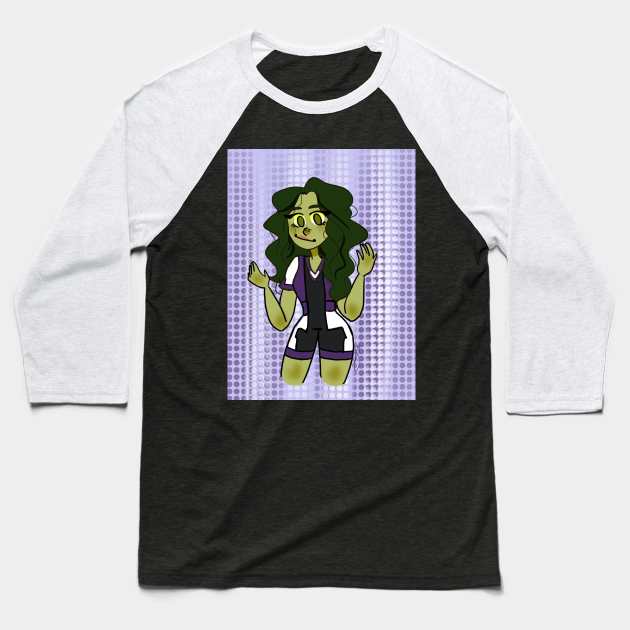 She Hulk! Baseball T-Shirt by MershadiesArt